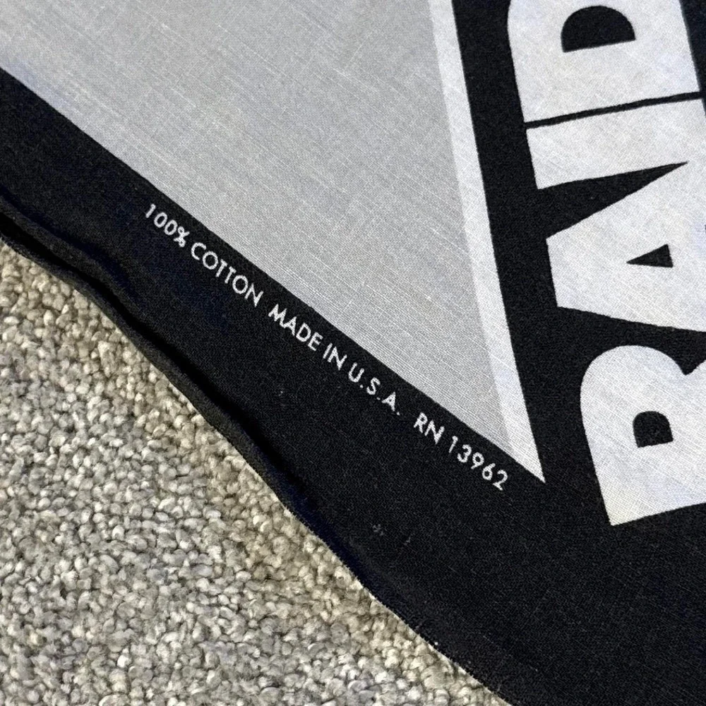 Vintage 90s Oakland Raiders Football Bandana Scarf All Cotton Made USA